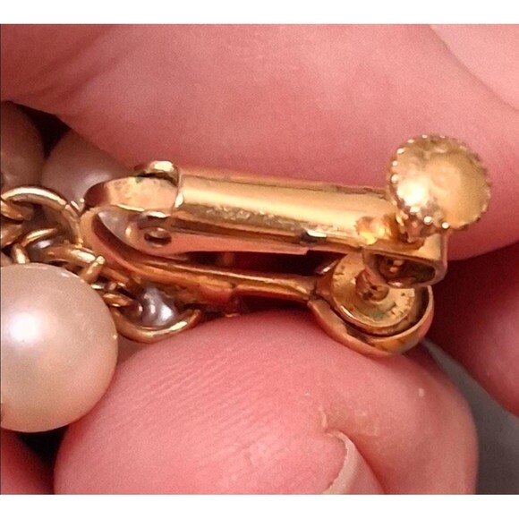 Vintage Red Gem Pearl Cha Cha Earrings - Picture 4 of 4